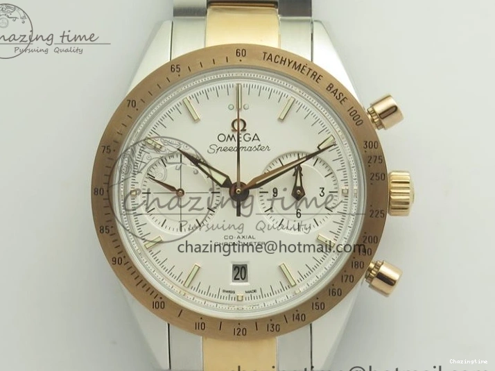 0212 Thermal Speedmaster ’57 Co-Axial SS RG OMF 1:1 Best Edition White Dial On SS RG Bracelet A9300 (Free Leather Strap) 8074